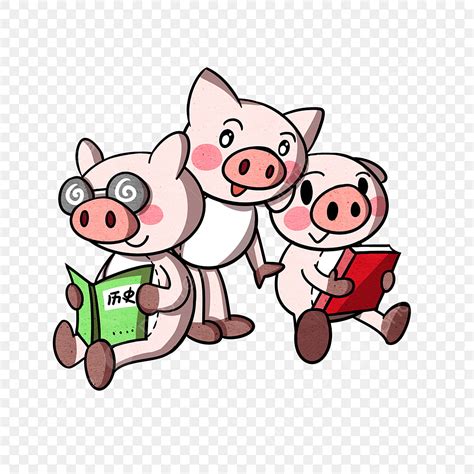 Three Little Pigs Clipart Transparent Background, Cartoon Piggy Three Little Pigs Reading ...