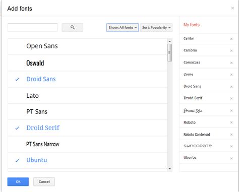 Where are other important fonts in google docs font list? - Web ...