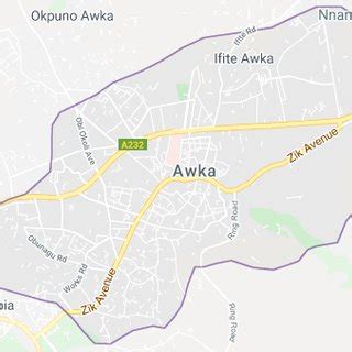 Map of Awka Area (source: Geographical Map of Nigeria, 2020 ...