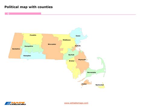 Massachusetts county map - Editable PowerPoint Maps