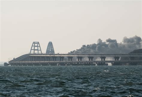 Blast Damages Prestige Crimea Bridge Central To Russia War Effort