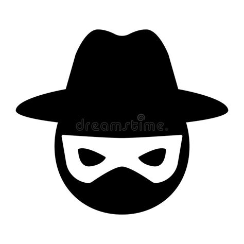 Mysterious Computer Hacker Icon. White and Grey. Isolated on Black Stock Vector - Illustration ...