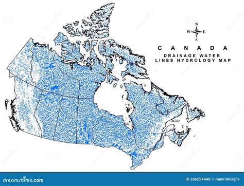 Canada Drainage Water Lines Hydrology Map HD Stock Illustration - Illustration of plan, pattern ...