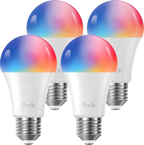 Porik Smart Alexa Light Bulb, E27 LED Dimmable Wi-Fi RGB Color Bulb ...