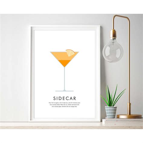 Sidecar Cocktail Recipe - Kitchen Art Posters - Easy Download