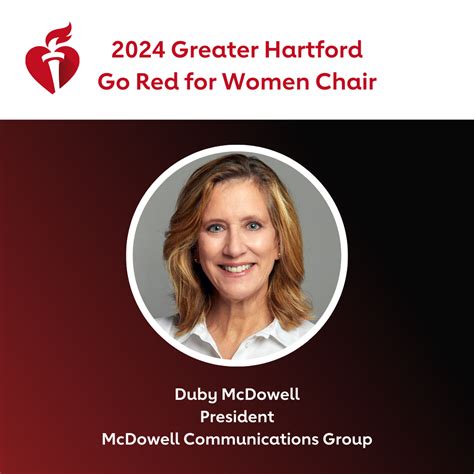 Duby McDowell announced as the 2024 Chair of the Greater Hartford Go Red for Women Luncheon as ...