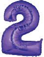 Purple Number 2 Balloon, Large Number 2 Balloons are 40" high when inflated