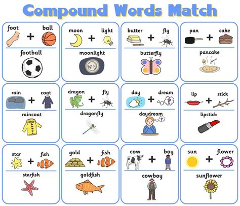 6 Best Printable Compound Word Match - Printablee.com C1D | Compound ...