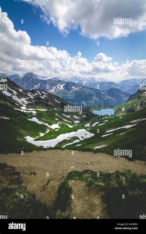 Seealpsee at Nebelhorn in spring, Nebelhorn, Zeigersattel, Allgaeu ...