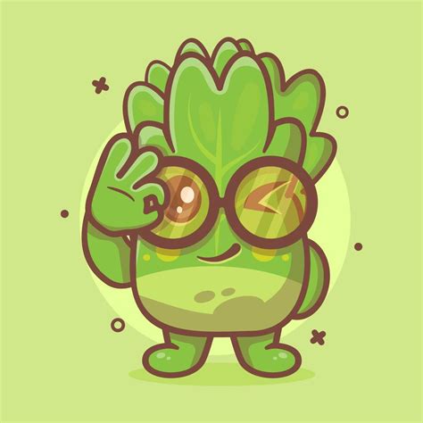 funny lettuce vegetable character mascot with ok sign hand gesture ...