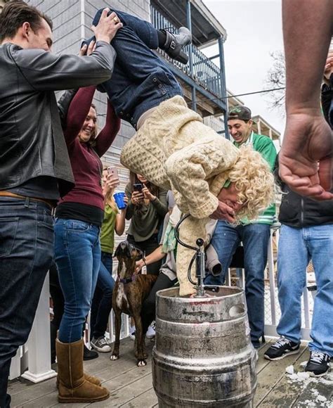 65-year-old woman doing a keg stand at the South Boston St Paddy's Day parade : r/pics