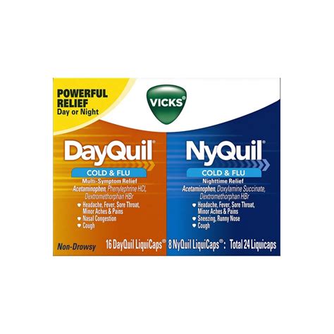 Vicks Dayquil & Nyquil Cold & Flu Relief Combo Pack LiquiCaps 24 ea – valpacks