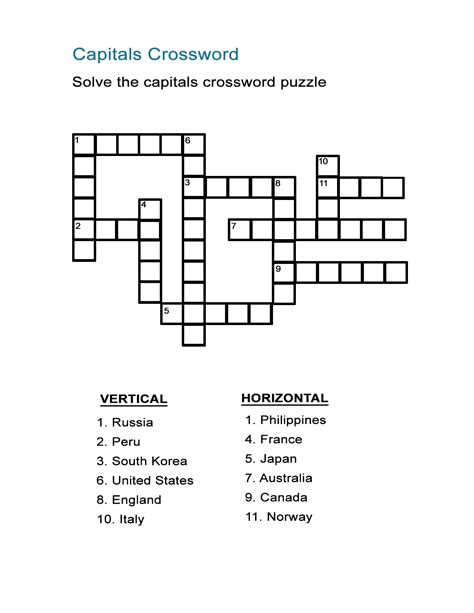 Printable Geography Crossword - Printable Crossword Puzzles