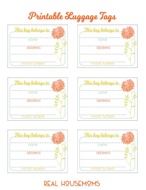 Luggage Name Tags Printable