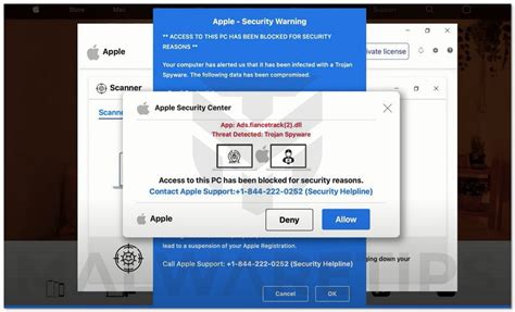 The "Apple Security Warning App: Ads.fiancetrack2 .dll" Scam