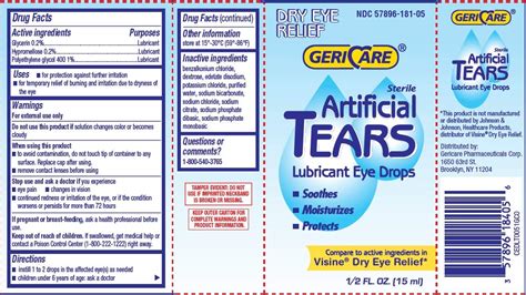 GeriCare Artificial lubricating Tears Dry Eye relief (15ml)