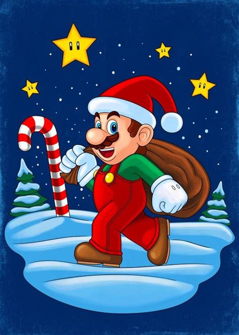 'Mario Xmas' Poster by Remus Brailoiu | Displate | Christmas cartoon characters, Christmas ...