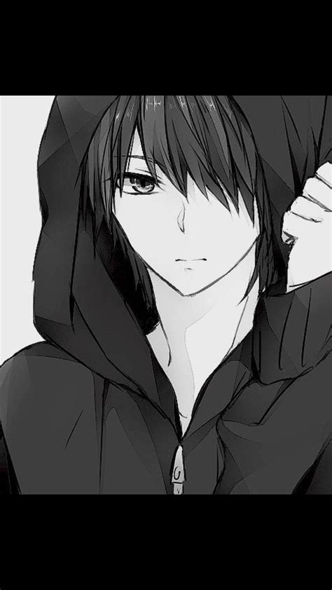 Black Hoodie Anime Boy And there are some erase marks you can still see ...