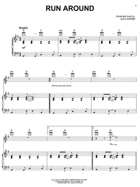 Blues Traveler "Run Around" Sheet Music Notes | Download Printable PDF ...