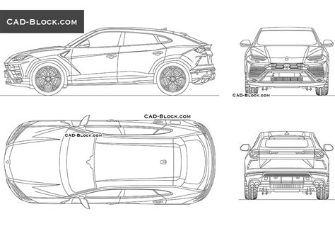 Lamborghini Urus Drawing Urus lamborghini cad autocad dwg block dimensions suv blueprints cars ...