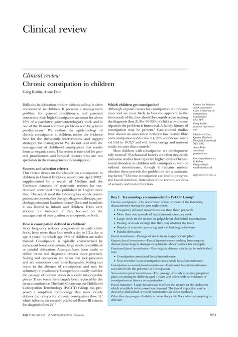 (PDF) Chronic constipation in children