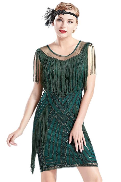 1920s Gatsby Dress Long Fringe Flapper Dress Roaring 20s Sequins Beaded ...