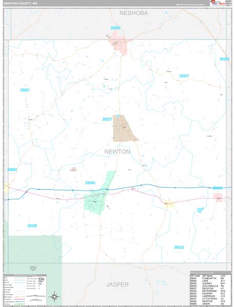 Newton County, MS Wall Map Premium Style by MarketMAPS - MapSales