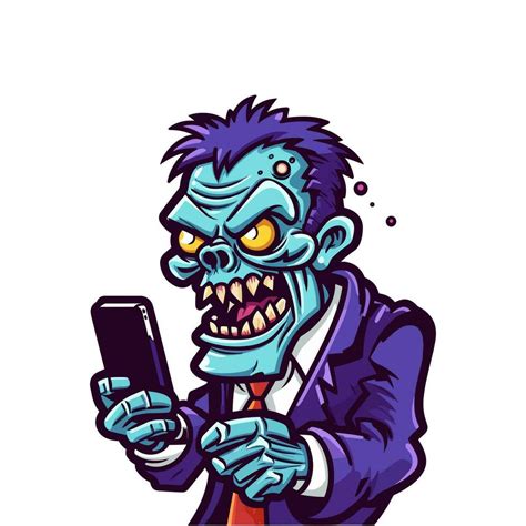 zombie playing a phone hand drawn illustration 25917628 Vector Art at Vecteezy