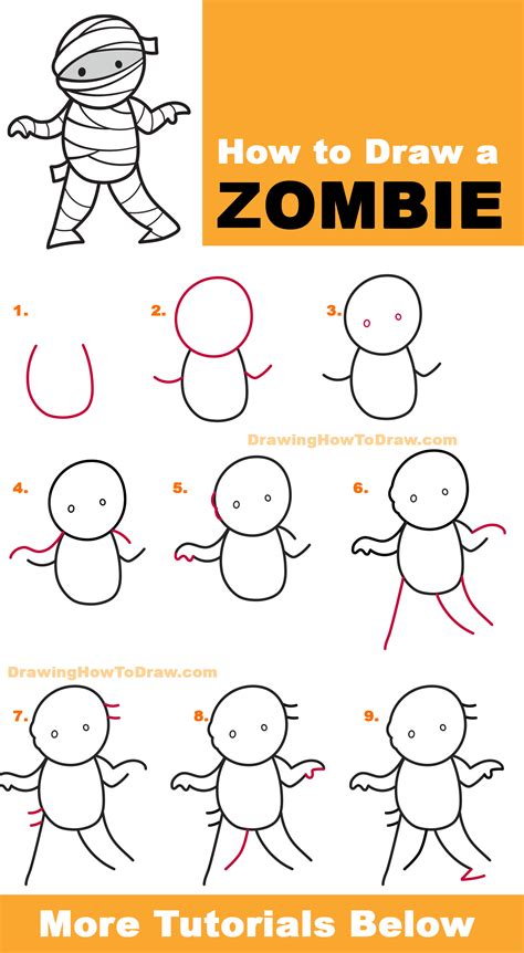 How to Draw a Cartoon Zombie Easy Step-by-Step Drawing Tutorial for ...