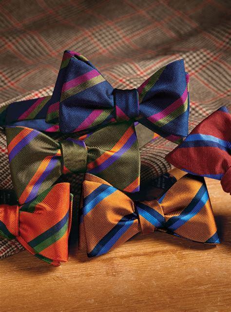 Silk Multi-Color Double Stripe Bow Tie in Copper - The Ben Silver Collection