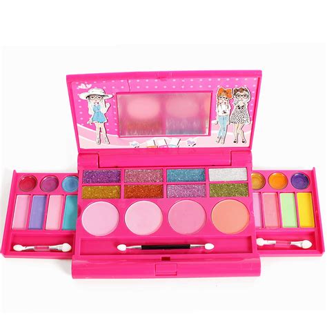 KIDS MAKEUP KIT, Little Girls Cosmetics Set With Mirror, Washable Non ...