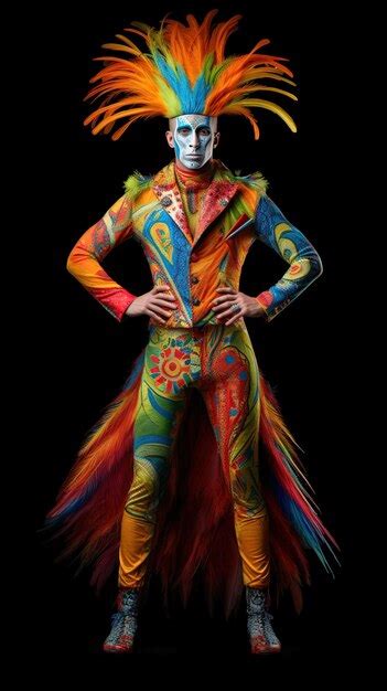 Premium Photo | A man in a costume that has a rainbow costume on it.