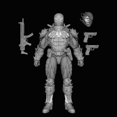 STL file agent venom HEAD ARMOR AND GUNS 🦸‍♂️・3D printer model to ...