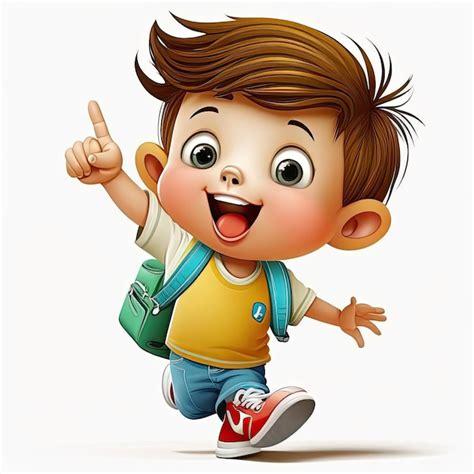 Premium Photo | Small boy on colorful background funny cartoon character school kid 3d Generative AI