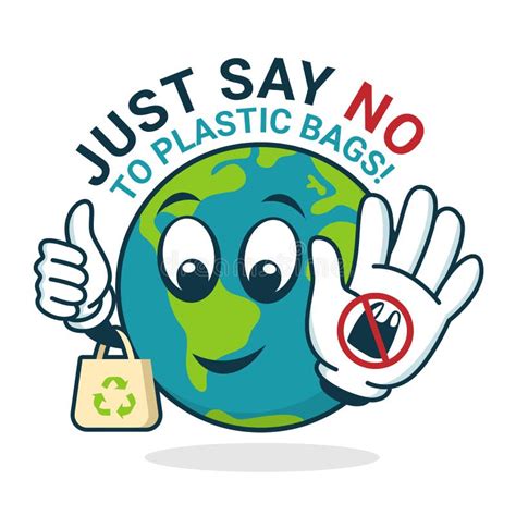 Say No To Plastic with World Charator Hold Stop Plastic Banner Vector Design Stock Vector ...