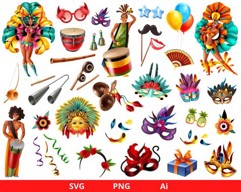 Brazilian Carnival Clipart Rio Clipart Brazil Clipart | Etsy