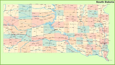 Road map of South Dakota with cities - Ontheworldmap.com