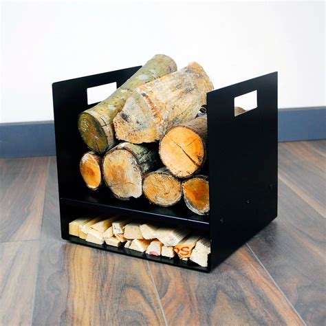 Compact 32cm Modern Firewood Steel Log Basket/Carrier for Woodstove Fireplace Wood Holder - UK ...