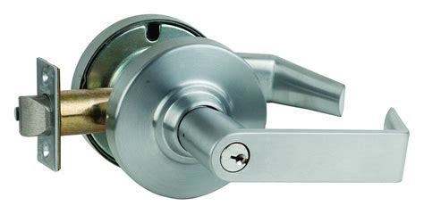 SCHLAGE Lever, Electrical/Mechanical, Heavy Duty, Different, Satin Chrome, 2 3/4 in Backset ...