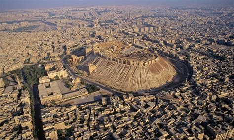 The Citadel of Aleppo (قلعة #حلب) is a large medieval palace in Syria | City, Aerial view, Aleppo