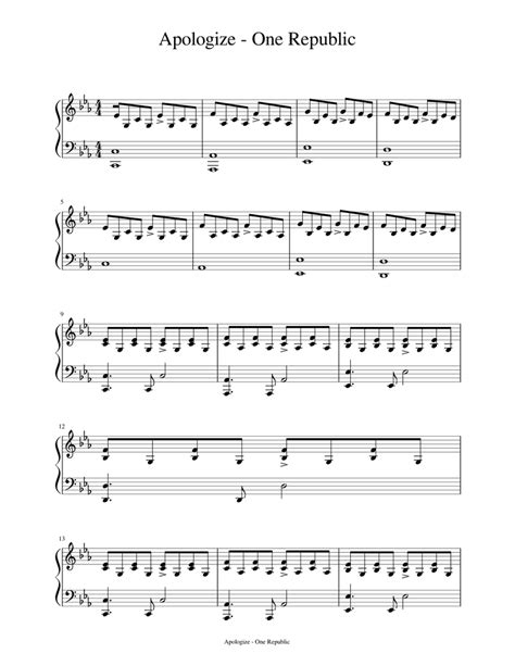 Apologize Sheet music for Piano (Solo) | Musescore.com