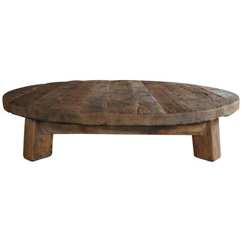 Extremely Large natural cleaned solid oak round Coffee Table / Low Table at 1stDibs