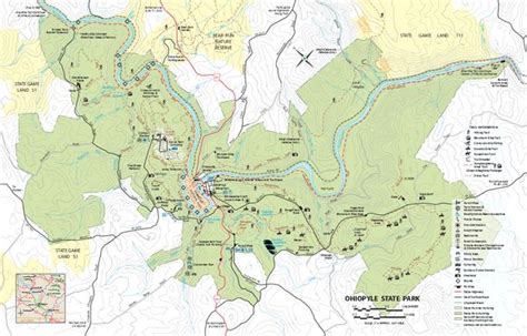 Ohiopyle State Park map - Ohiopyle PA 15470-0105 | Ohiopyle state park, State parks, Hiking map