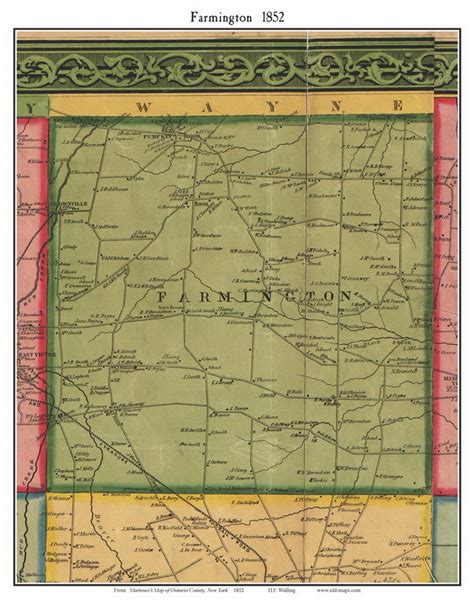 Farmington 1852 Old Town Map With Homeowner Names New York - Etsy