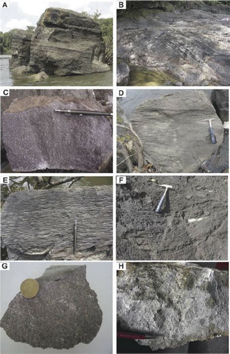 Field and macroscopic features of the volcanic rocks studied. (A ...