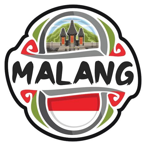 Premium Vector | Malang Indonesia Flag Travel Souvenir Sticker Skyline ...