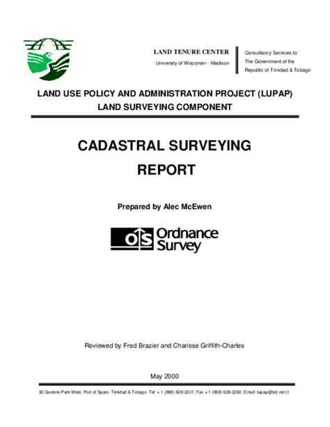 (PDF) CADASTRAL SURVEYING REPORT Prepared by Alec McEwen LAND USE POLICY AND ADMINISTRATION ...