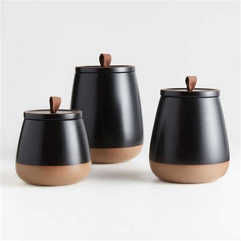 Thero Matte Black Ceramic Canisters | Crate & Barrel Canada