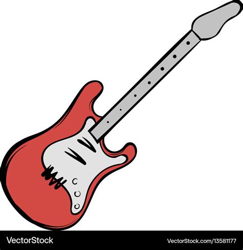 Red electric guitar icon cartoon Royalty Free Vector Image