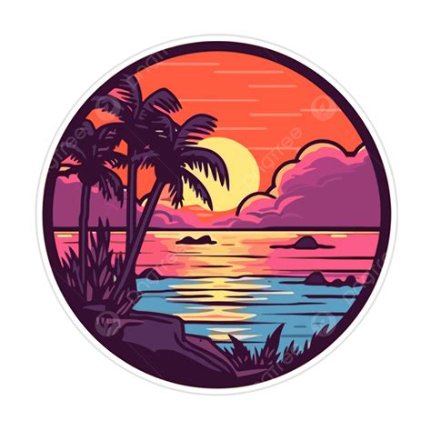 Beach Sunset Sticker For Your Car Vector Clipart, Tropical Beach Sunset, Tropical Beach Sunset ...